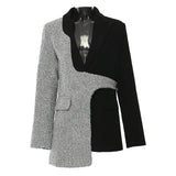 Fongt New Splicing Irregularly Cut Small Suit Jacket Top Female 1778