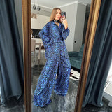 Fongt Sleeve Leopard Print Loose And Fashionable Two-Piece Set-Outfit