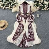 Fongt Folded Dress Women 2025 Spring Dress High Fashion High Fashion High-Grade High-Rise Thin Print Embossed Skirt