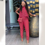 Two Piece Set African Dresses for Women Dashiki Fashions Ensemble femme 2 Pieces Suit Clothes 2019 Bazin Robe Africaine