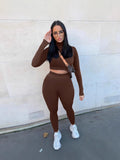 Fongt # 2025 Autumn And Winter New Women's Casual Two-Sleeves Of Sleeves Of Long Sleeve Sports Set