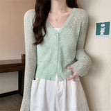 Long-Sleeved Air-Conditioning Shirt Sunscreen Shawl Shawl Short Outer Light And Thin Knitted Cardigan Breathable Comfortable