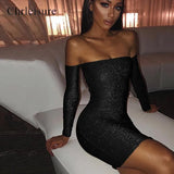 Backless Corset Dress 2020 Spring Shiny Women Dress With Long Sleeve Gloves Shimmer Black Short Dress For
