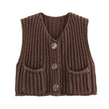 Fongt Women's Explosive Coarse Knitted Vest Cardigan