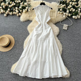 Fongt High-End Squeal Lace Splicing Sleeveless Waist Dress Women's Summer Thin Temperament Elegant Long Dress