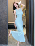 Shot Retro Hollowed-Out Knitted Dress Female Summer Gentle Wind Design Temperament Slim And Skinny Hip-Covered Dress-Outfit