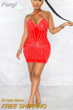 Glam Hlater V Neck Shiny Crystal Dress Elegant See-Through Rhinestone Short Party Dress Birthday Outfits Sexy