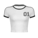Digital Printing Hit Color Short-Sleeved T-Shirt 2024 New Fashionable Simple Slim Casual Blouse In Summer-Outfit