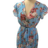 Fongt Explosion Summer Lotus Leaf Side Short-Sleeved V-Neck Digital Printed Dress Woman