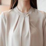 OL Workwear Blouse Shirt Women Plain Korean Long Sleeve Satin Top Female 2020 New Autumn White Chiffon Shirt Plus