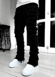 Fongt Men's New Fashion Trend Sticker Jeans Repair Multi-Color Elastic Micro-Tight Straight
