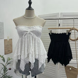 Fongt Shooting Holiday Wind Bra Strap With Bow Irregular Dress Loose Thin Short Sleeveless Top 9568