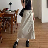 Fongt Pocket Work Dress Summer High-Waist A Word Casual Design Feeling Of Medium And Long Skirts