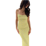 Spring And Summer 2024 Ins Women's New Sexy Body-Dexite Slinging Floral Dress