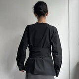 Irregular Shirts Blouses Hollow Out Blusas Mujer Criss Tunic Ropa Mujer Spring New Camisas Korean Fashion Shirt Tops-Outfit
