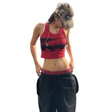 Fongt Women's 2025 Summer New Jennie With The Same Hottie Printed Vest High-Waisted Straight Casual Pants