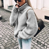 Fongt Women's WISH Turtleneck Long Sleeve Jumper Loose Casual Knit Sweater