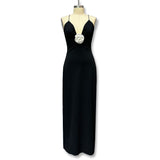 Fongt New Sling Skirt Temperament Sexy V-Neck Splicing Bare Back Chiffon Dress Woman