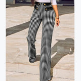 Plaid Printed Straight Temperament Commute Black