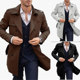 Fongt New Autumn And Spring Men's Coat In The Long Double Buckle Casual Wind Jacket Cardigan Jacket