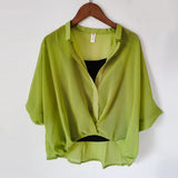 Two Piece Set Leopard Chiffon Shirts Summer Half Sleeve Loose V-Neck Women Casual Blouse Sexy Plus Size Striped Tops