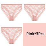 3PCS/Set Perspective Women Lace Panties Female Underpants Sexy Panties For Women Briefs Plus Size Pantys