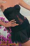 Shoulder Crop Top and Mini Skirts Dress Sets Patchwork Lace Summer Clothes Streetwear Two Peice Set for Women Matching