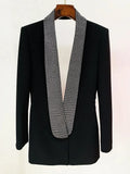 QUALITY 2023 Newest Fashion Designer Jacket Women's Stylish Backless Diamonds Beaded Shawl Collar Long