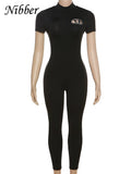 Embroidery Hollow Out Jumpsuits Women Sporty Short Sleeve Tight Fitting Fitness Activity Sporty One Piece Streetwear-Outfit