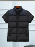 Unisex Winter Cotton Padded Puffer Vest Half Sleeve Down Jacket For Women Patchwork Short Sleeve Vest Autumn Spring