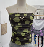 Fongt Shooting Holiday Storm Spot Bump Color Mesh Strapped Braped Vest Female Summer Dew Back Hottie Top 8085