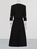 Fongt Banquet Two Sets 2025 Autumn New Flower Nail Bead Jacket + High Waist Half-Dress Suit Woman