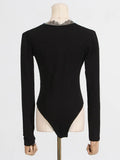 Fongt Wind Top Woman 2025 Spring New Kinesitic Lace Splicing Design V Collar Long