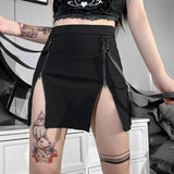 Dark Wind Summer New Double Zipper Bag Hip Fork Goth Design Tight Half Skirt Woman-Outfit
