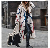 Fongt New 2025 Autumn Women's Long-Sleeved Collar Coat Prints The Long