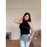 Fongt New Thai Small Waistcoat Big-Size Hottie High-Necked Ribbon Ribbon Sleeveless Coat Woman