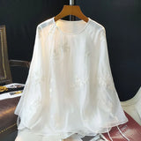 Chinese-Style Round-Collar Embroidered Shirt Women's Autumn 2023 New Fashionable Casual National Style Dress Trend-Outfit