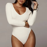 Fongt Spring V-Neck Long Sleeve Pit Strip Slim Bottom Conjoined Dress Autumn And Winter New