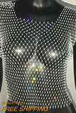 Sexy Mesh Crop Tops for Women 2023 Summer Rhinestones Fashion Party See Through Fishnet Tank Hollow Out Backless Top