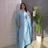 Fongt 2025 New Women's Set Diamond-Collared Bat Sleeve Loose Dress
