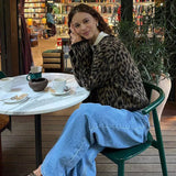 Leopard Print Knitted Cardigan-Outfit
