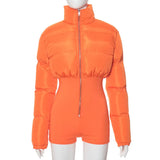Fongt Women's Winter New Street Fashion Elastic Tight Zipper Warm Cotton