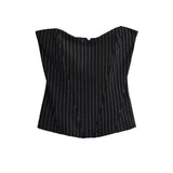 Fongt Sexy Babes Fish Bone Brake Stripe Girded Waisted Top Cloth Plus Chest Pad