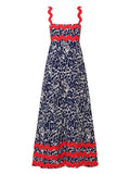 Fongt Southeast Asia New Small Flower Wave Sling Skirt High-End Temperament A-Line Dress-88166-Outfit