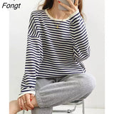 Autumn Winter New Korean Version Casual Lazy Style Pullover Striped Sweater Women Loose Top