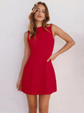 Fongt Spring And Summer New Sleeveless Dress Solid Color Collar Temperament Body-Clad Hip Dress