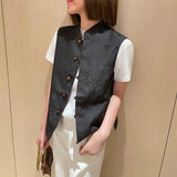 The Spring Of 2023, The New Imitation Silk Silk Black Horse Clip Chinese Style Commuter Jacket-Outfit