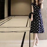 Fongt Retro Wave Dot Dress 2025 New Women's Summer Waist Thin Temperament Design Sense Small Chiffon Skirt