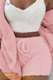 Fluffy Three Piece Set Lounge Sexy 3 Piece Set Women Sweater knit Set Tank Top And Pants Casual Homewear Outfits Home
