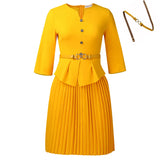 Fongt Women's 2025 New Seven-Sleeve Fashion Elegant Folding Dress